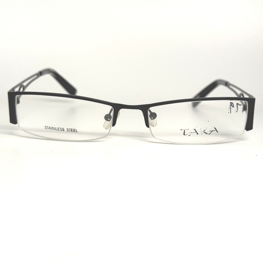TAKA T2622 Matt Black Stainless Steel Semi-Rimless Eyeglass Frames 53/18/140